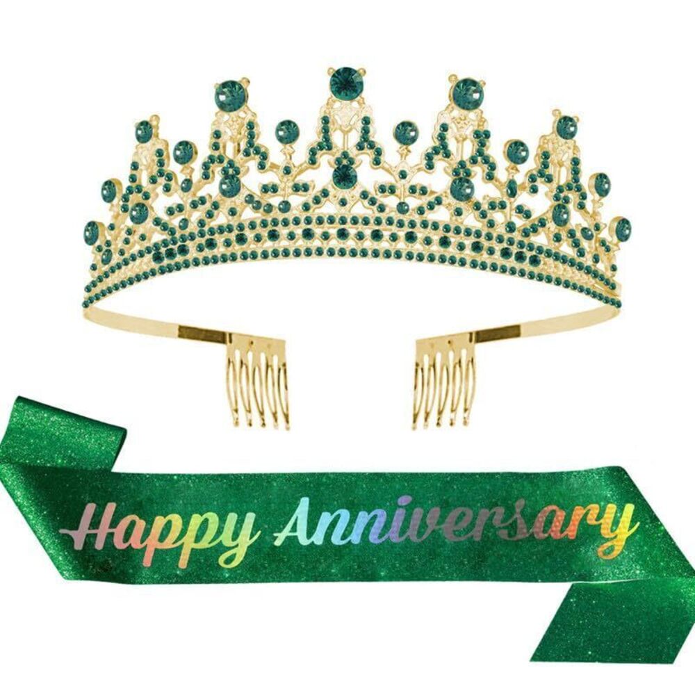 5059 Tiara Anniversary Happy Anniversary Tiara and Sash Set for Celebration